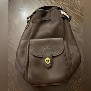 Vintage Coach Mahogany Brown Sling Convertible Bucket Leather Backpack 9992